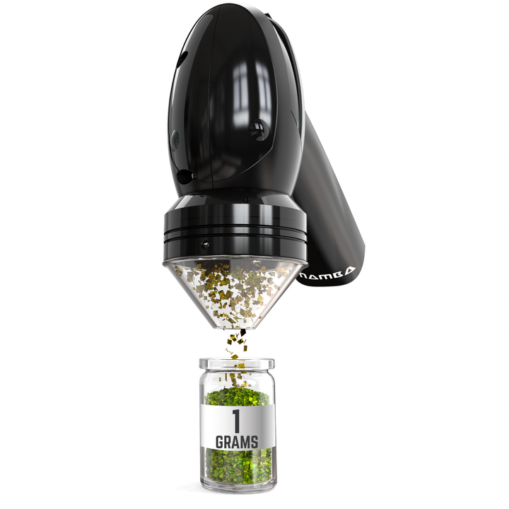 Demonstration of the Mamba Electric Weed Grinder grinding dry herbs efficiently