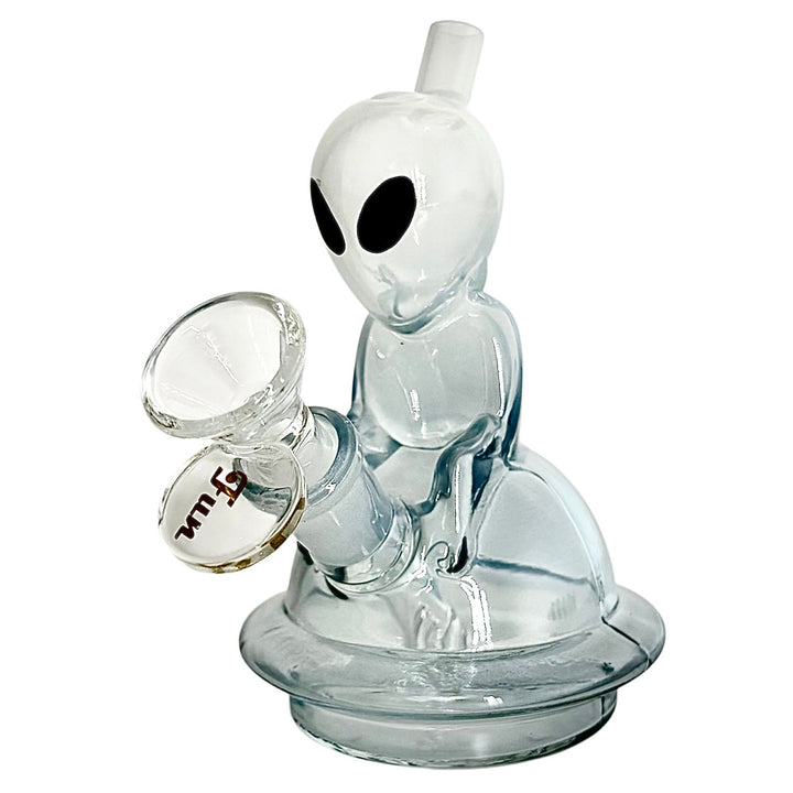 Mini Alien Bong in white and grey color with thick bowl and ufo base