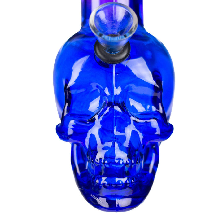 Close-up of skull-shaped base on purple-blue Mini Skull Bong Base