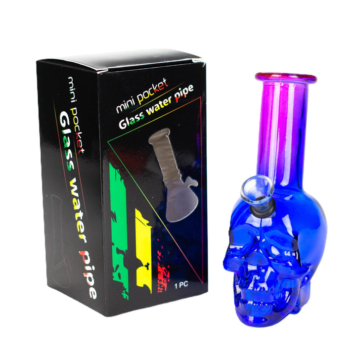 Packaging of 6 inch Mini Skull Bong, protective box included