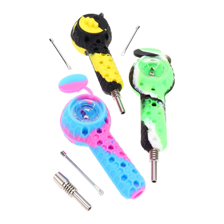 Honey Switch 2-in-1 Silicone Dab Straw & Hand Pipe - Multicolor