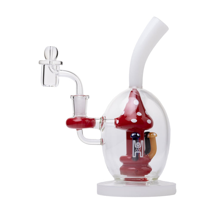 Mushroom Globe Dab Rig in white and red color