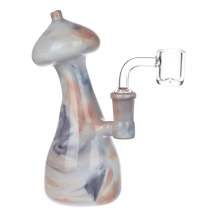 Side view of 6 inch Mushroom Top Marbled Dab Rig showing mushroom-shaped design
