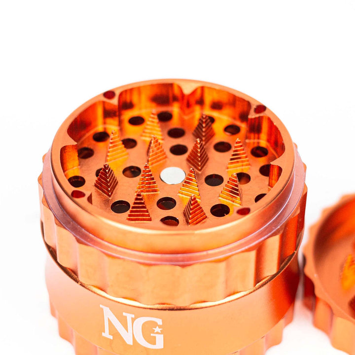 Close-up of the 27 Tricorne teeth on NG Gear Grinder for precise herb grinding