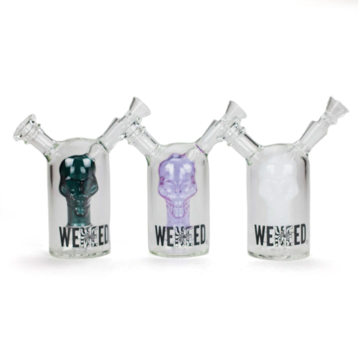 5 inch Noir Skull Glass Mini Bong showcasing all colors