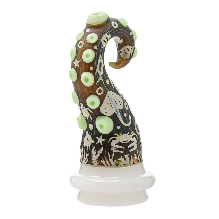 Right side view of Ocean Tentacle Peak Glass Attachment with ocean-inspired tentacle design