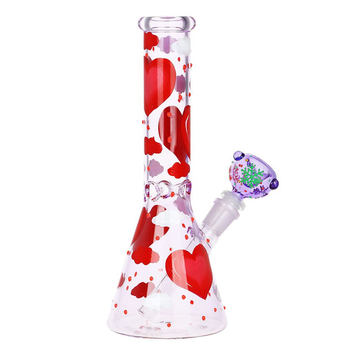Back view of Pinky Hearts Beaker Bong