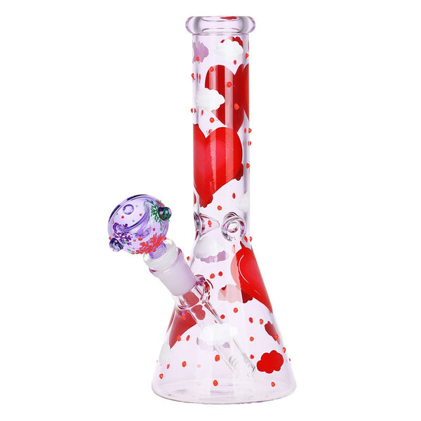 Pinky Hearts Glow Beaker Bong 10"