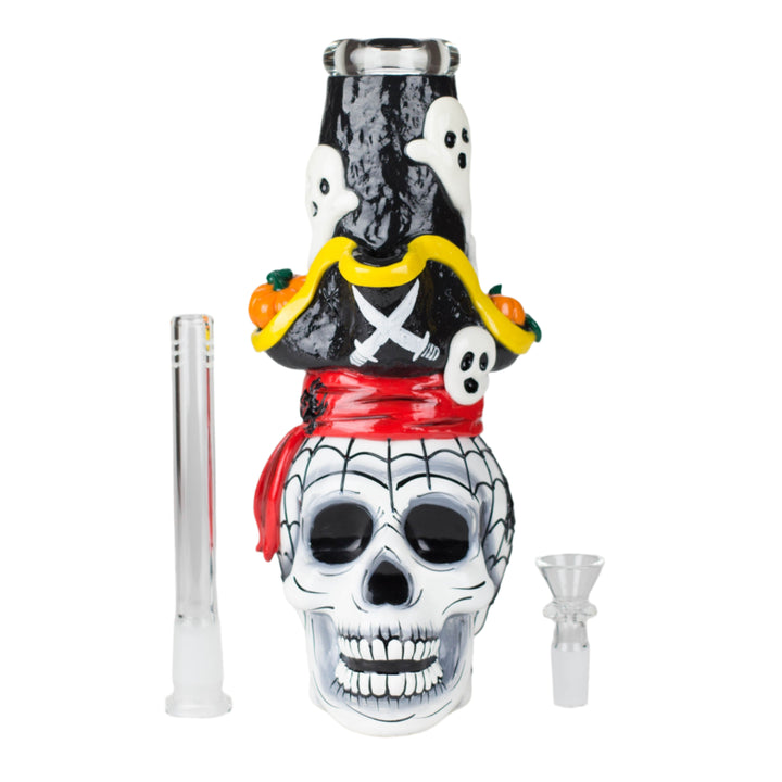 9 inch pirate skull glass bong with downstem and bowl