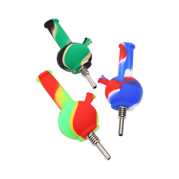 Pocket Hybrid Silicone Water Pipe & Dab Straw multi-colors