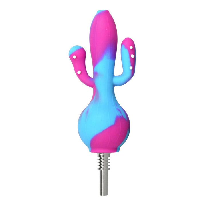 Portable Cactus Mini Nectar Collector Dab in blue and pink color