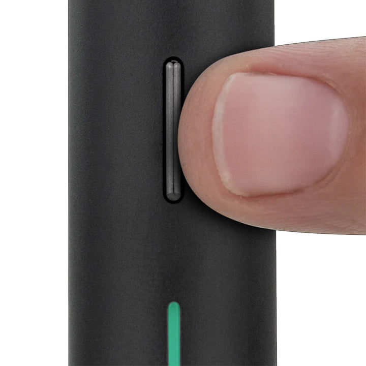 Puffco Pivot Concentrate Vaporizer Pen Onyx, close-up of power and heat setting button