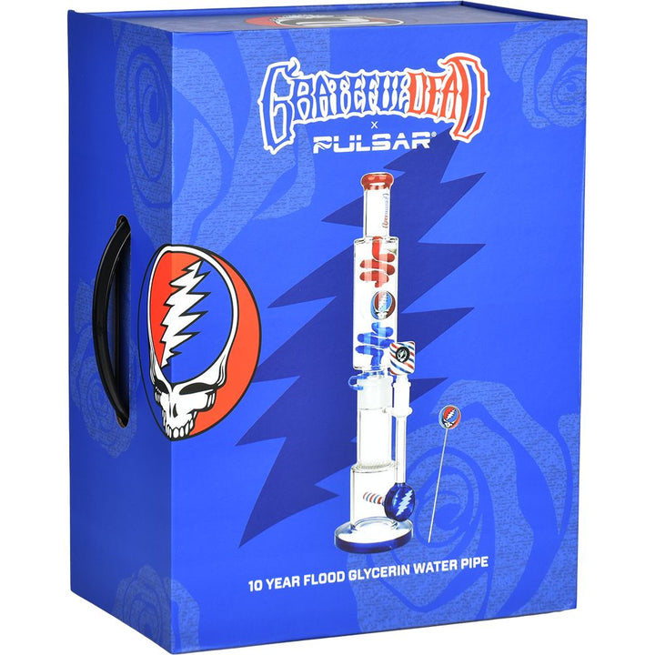Packaging box of Pulsar 10 Year Flood Glycerin Water Bong Kit