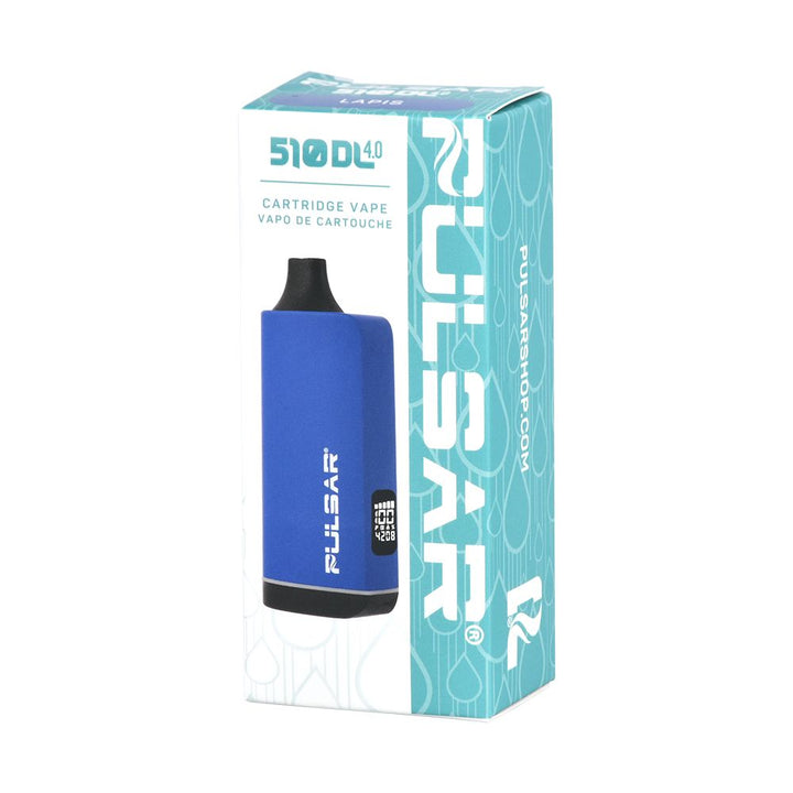 Pulsar 510 DL 4.0 Auto-Draw Vape Bar in blue with original packaging box