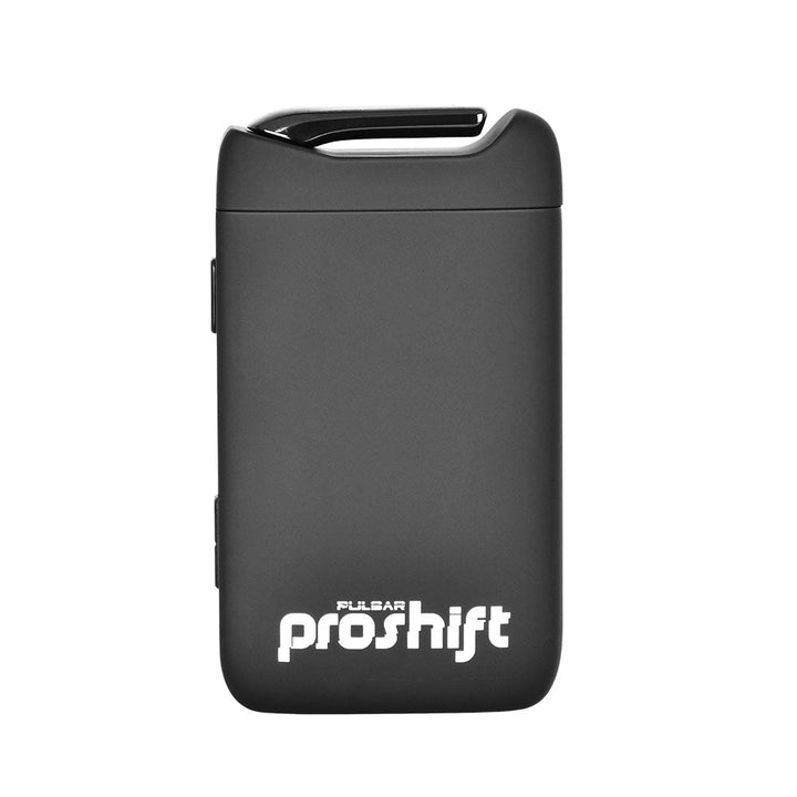 Front view of Pulsar ProShift Dry Herb Vaporizer with OLED display and sleek matte black finish