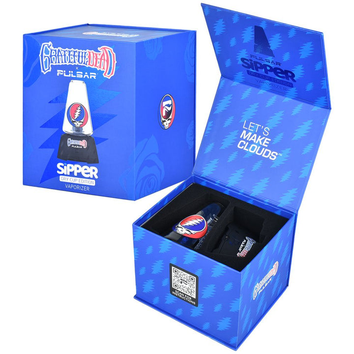 Packaging detail of Pulsar Sipper Dual Use Concentrate & 510 Cartridge Vaporizer Bubbler with included accessories