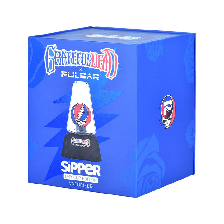 Front view of Pulsar Sipper Dual Use Concentrate & 510 Cartridge Vaporizer Bubbler packaging