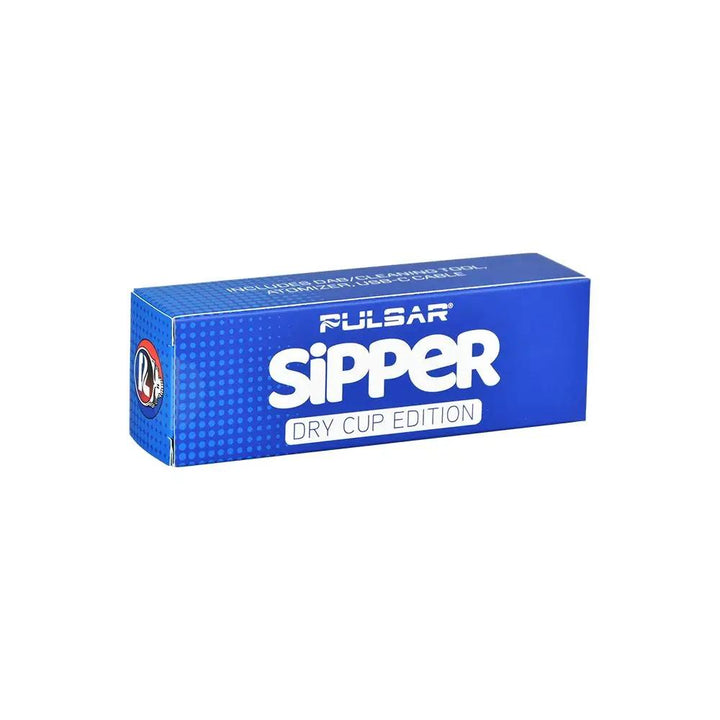 Side view of Pulsar Sipper Dual Use Concentrate & 510 Cartridge Vaporizer Bubbler packaging