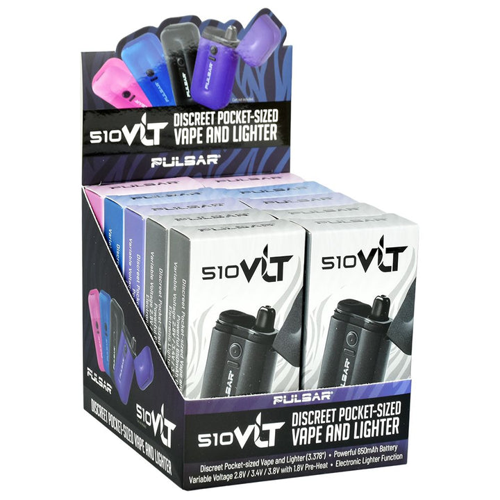 Set of 10 Pulsar VLT 510 Vaporizer Batteries in assorted colors