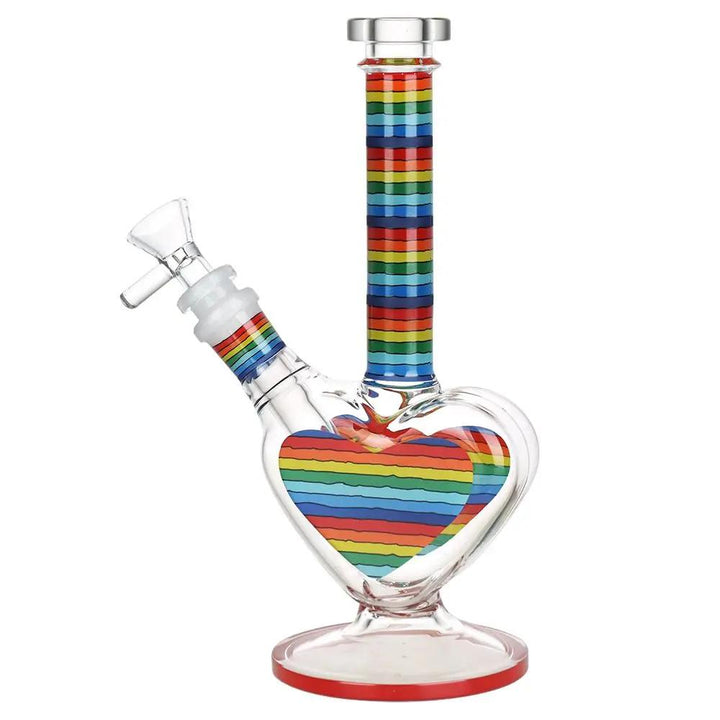 Rainbow Striped Heart-Shaped Perc Bong