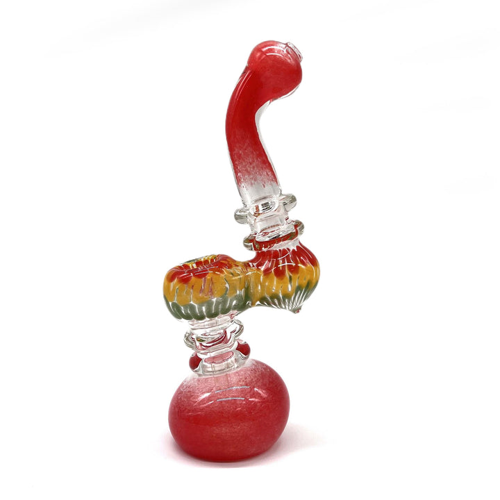 7-inch Rasta Bubbler Pipe with red