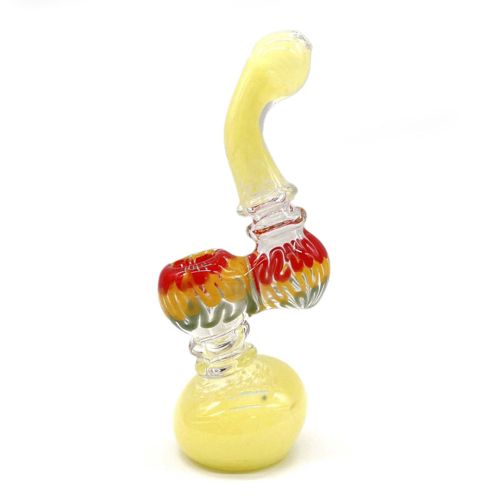 7-inch Rasta Bubbler Pipe with yellow