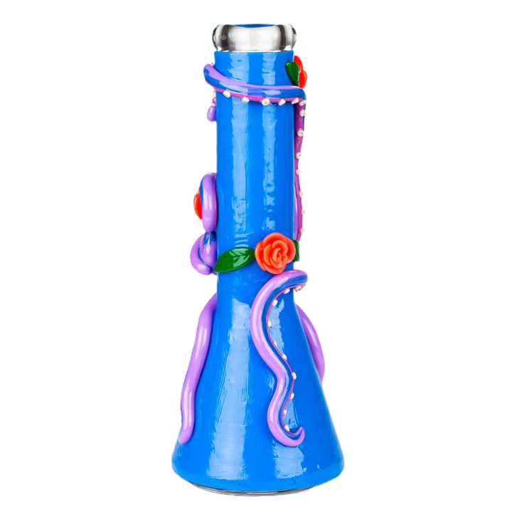 Back view of Resin 3D Octopus & Skull Beaker Bong highlighting 3D octopus sculpting
