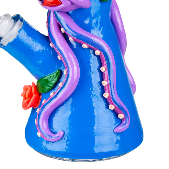Bottom view of Resin 3D Octopus & Skull Beaker Bong showing stable resin base