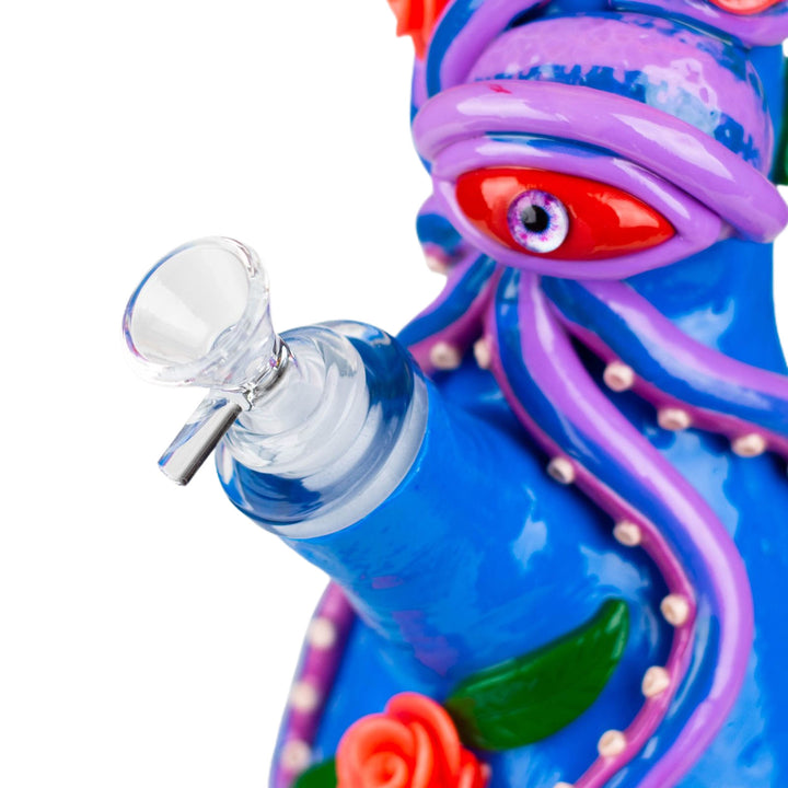 Resin 3D Octopus & Skull Beaker Bong bowl close-up for concentrates and dry herbs