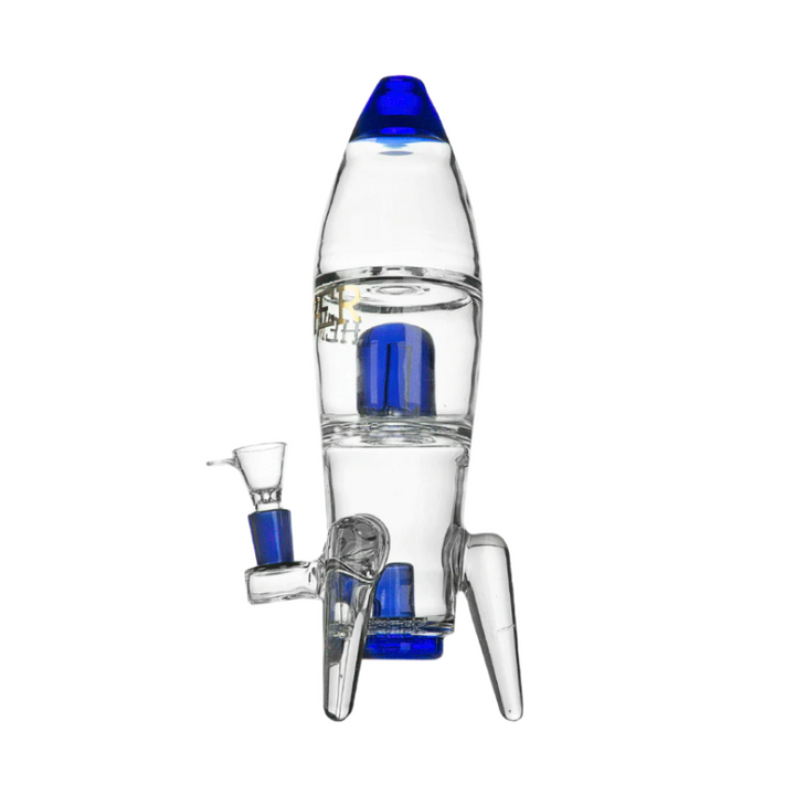 Side view of Blue Rocket Ship XL Bong