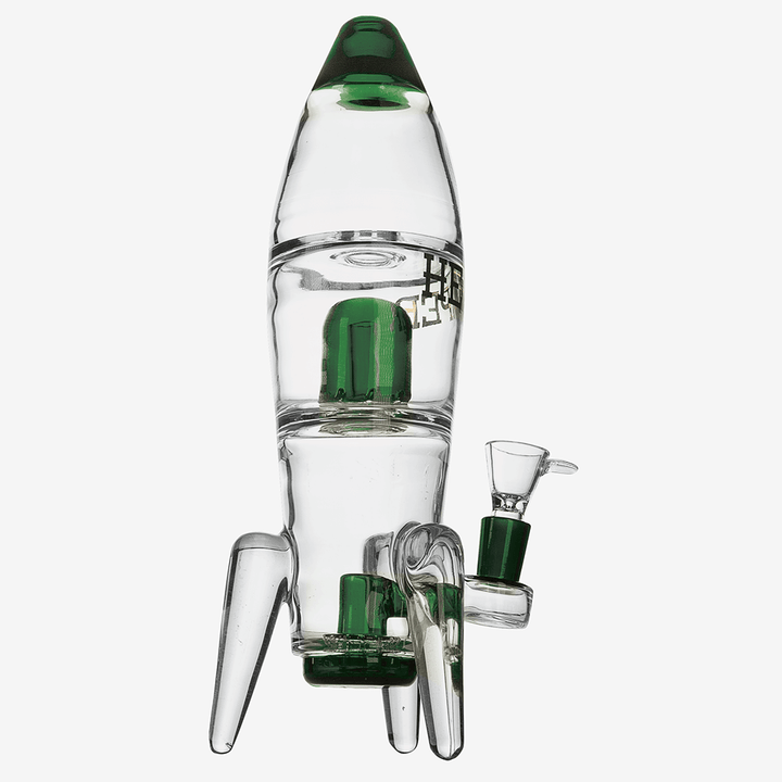 Side view of Green Rocket Ship XL Bong
