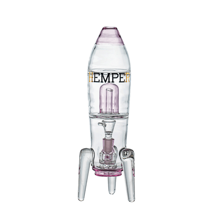 Front view of Pink Rocket Ship XL Bong