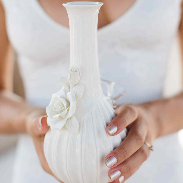 Front view of Ivory Rose Vase Bong