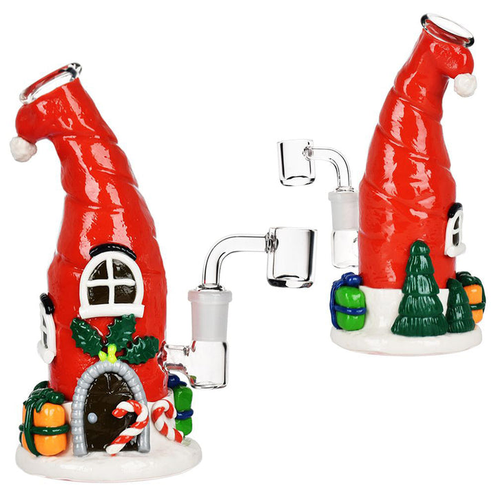 Santa Cap Elf House Resin Mini Dab Rig | 7.5” Holiday Glass Rig ...