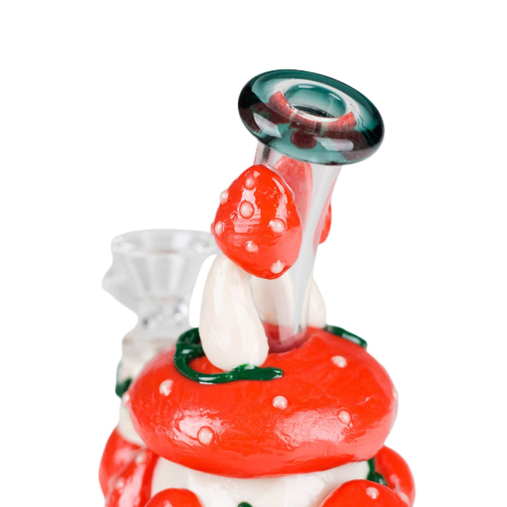 Shroomhaus Mini Mushroom Water Bong Red with matching glass bowl