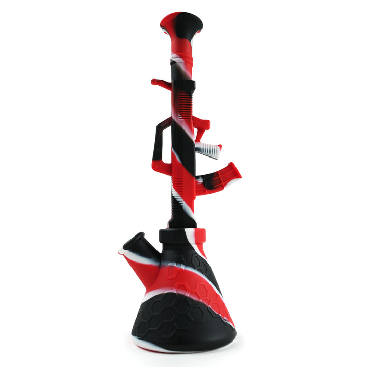 Black White Red Silicone AK-47 Bong with rifle design - pilotdiary