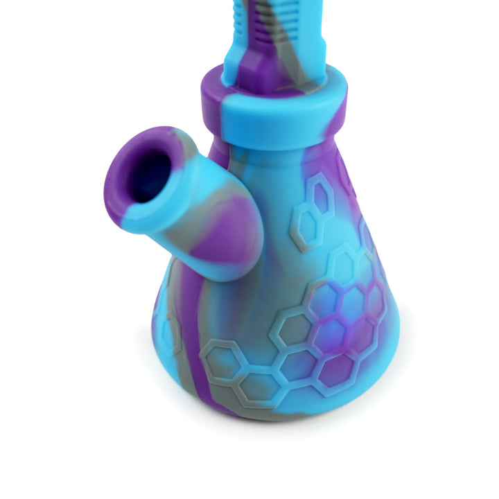 Close-up of Blue Purple Grey Silicone AK-47 Bong