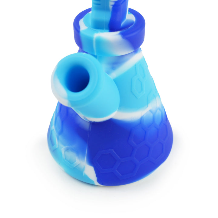 Close-up of Blue White Silicone AK-47 Bong