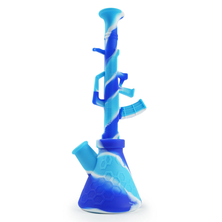 Blue White Silicone AK-47 Bong