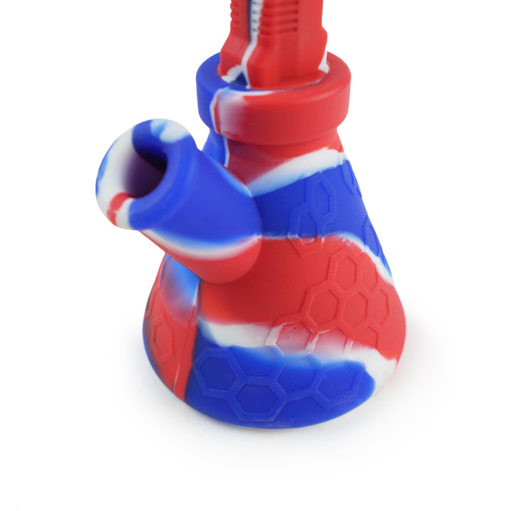 Close-up of Red Blue White Silicone AK-47 Bong