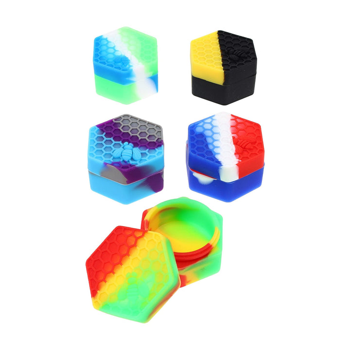 Silicone Hexagon Honeybee Dab Container all available colors
