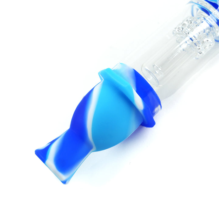 Blue White Silicone Nectar Collector Dab with Water Filter Details