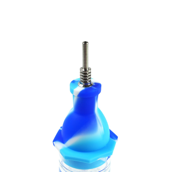 Blue White Silicone Nectar Collector Dab Straw with Steel Tip