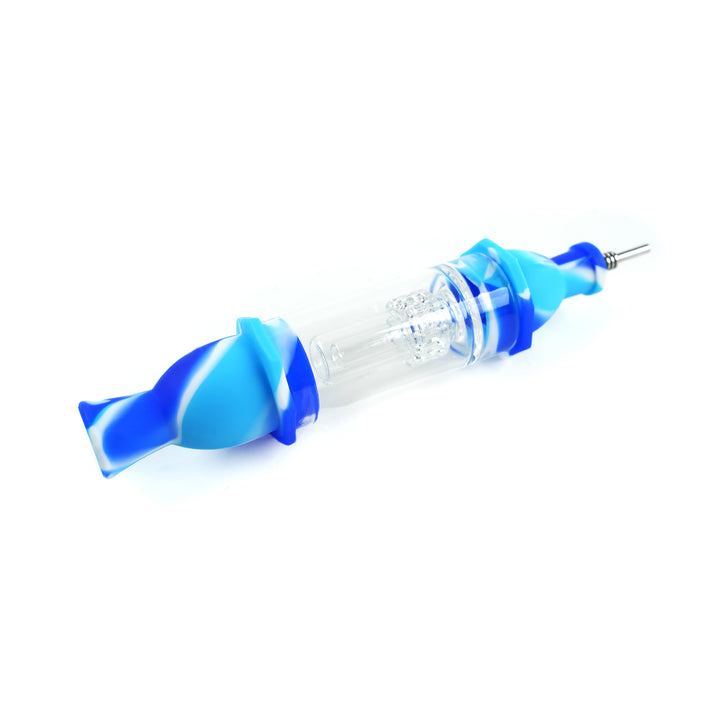 Silicone Nectar Collector Dab Straw with Water Filter Blue White 