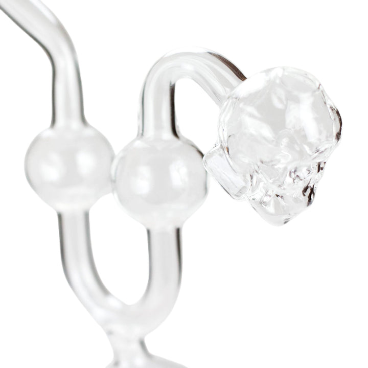 Detailed skull-shaped bowl of Skull Bent Water Oil Burner Pipe showing unique design