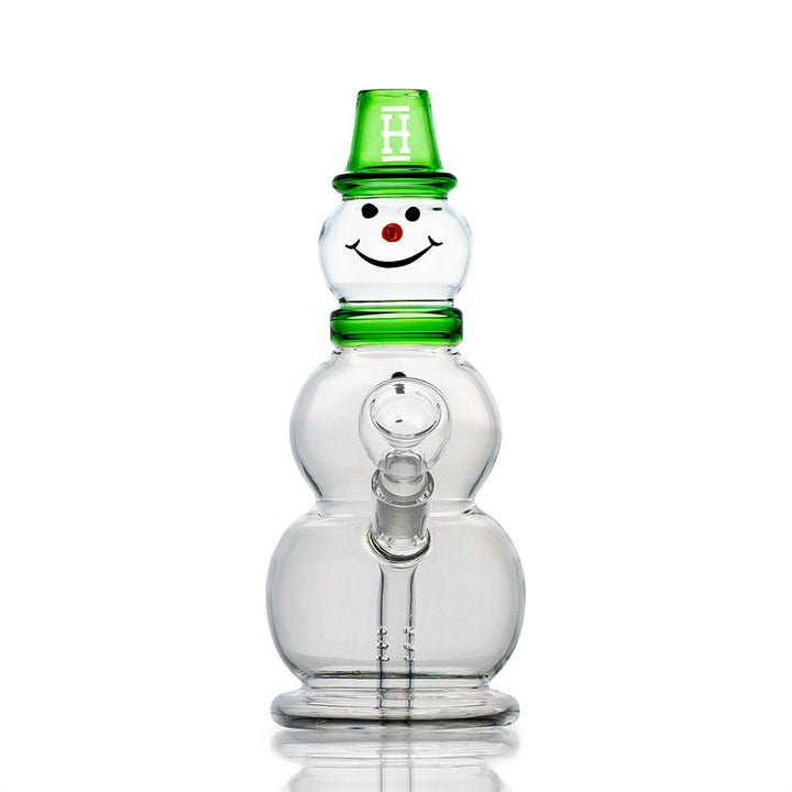 Front view of Green Snowman Bong