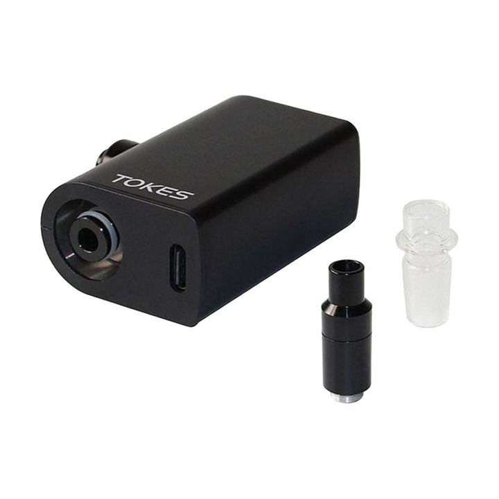 Close-up of SOC Tokes Dual Use Water Pipe Vaporizer, magnetic mouthpiece, titanium tip, adjustable airflow