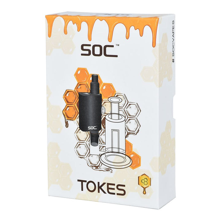 SOC Tokes Dual Use Water Pipe Vaporizer packaging box with USB-C charger and user manual