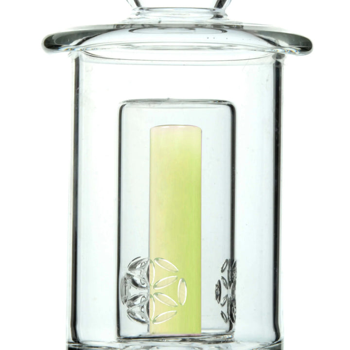 Close-up of Seed of Life percolator SOL Puffco Peak glass attachment