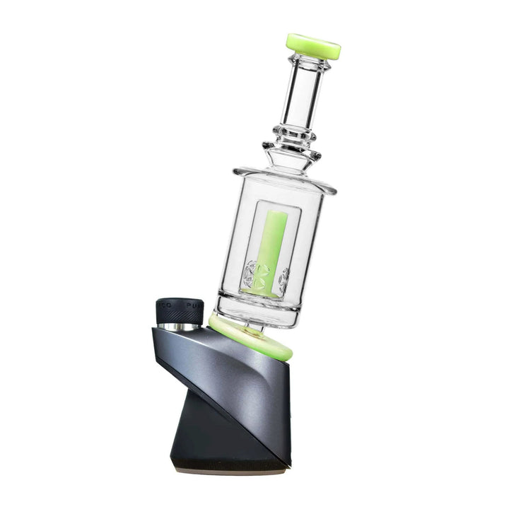 Left angle of SOL Puffco Peak Glass Attachment in milky green